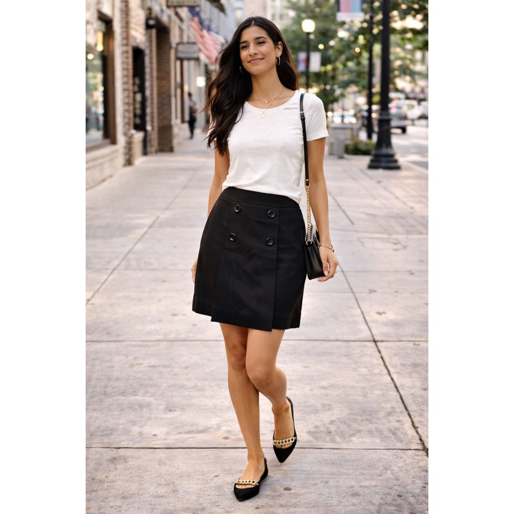 Etcetera Black Double Breasted Button Front Mini … - image 2